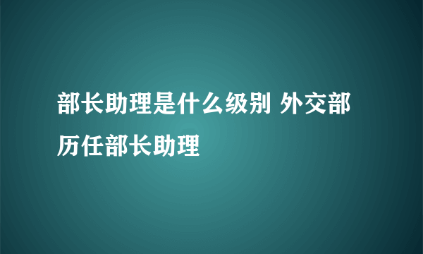 部长助理是什么级别 外交部历任部长助理