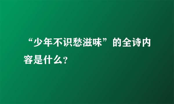 “少年不识愁滋味”的全诗内容是什么？