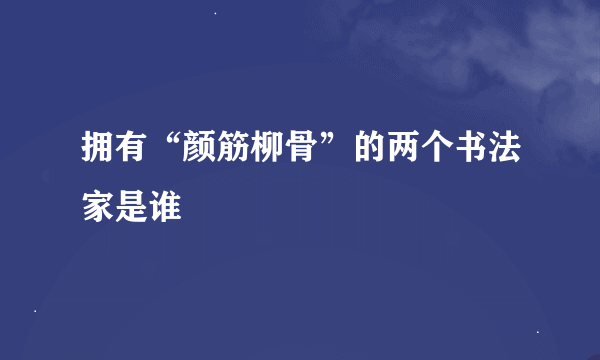 拥有“颜筋柳骨”的两个书法家是谁