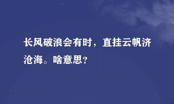 长风破浪会有时，直挂云帆济沧海。啥意思？