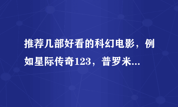 推荐几部好看的科幻电影，例如星际传奇123，普罗米修斯，星际穿越。。。