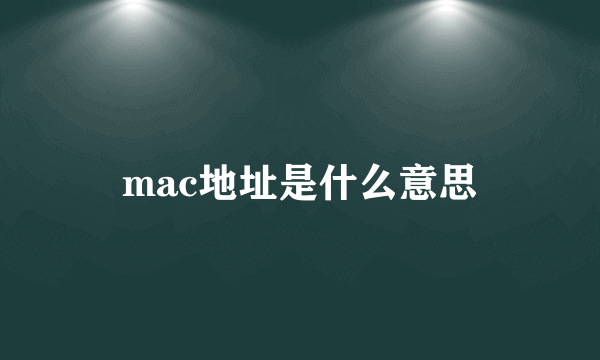 mac地址是什么意思