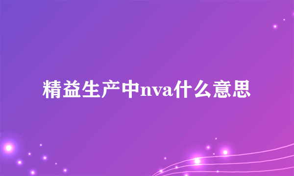 精益生产中nva什么意思