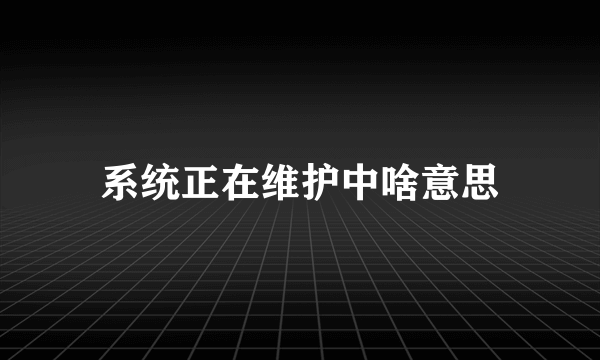 系统正在维护中啥意思