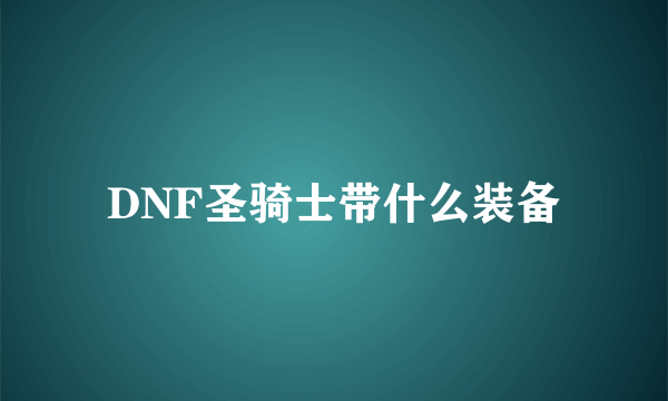 DNF圣骑士带什么装备