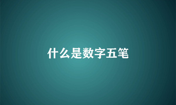 什么是数字五笔