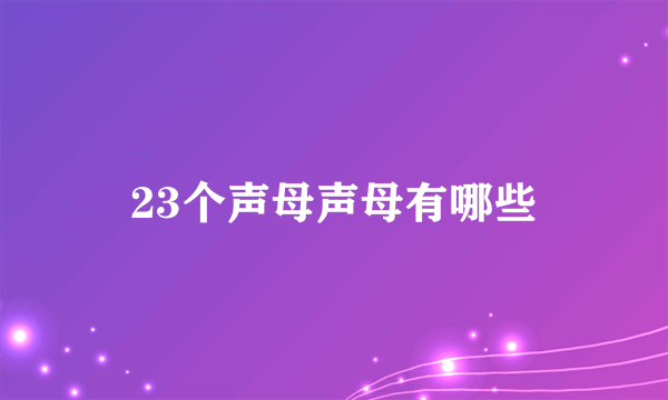 23个声母声母有哪些