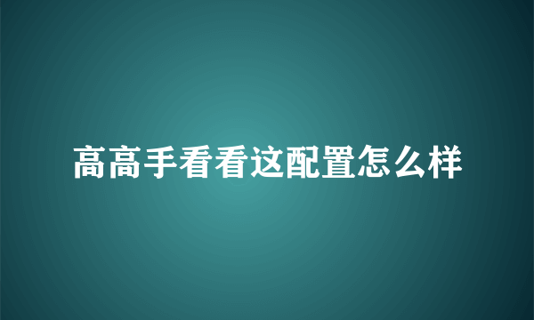 高高手看看这配置怎么样