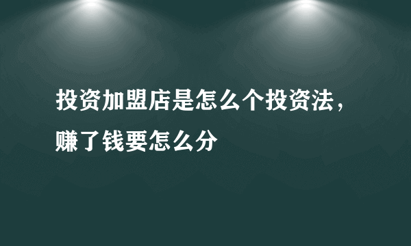 投资加盟店是怎么个投资法，赚了钱要怎么分