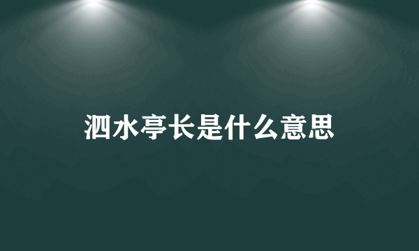 泗水亭长是什么意思