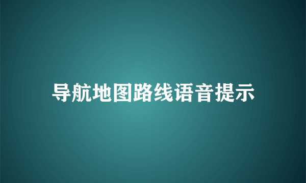 导航地图路线语音提示