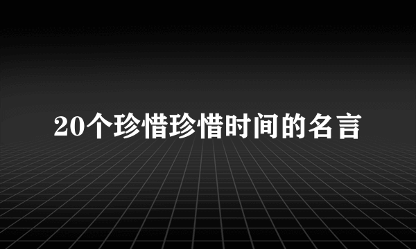 20个珍惜珍惜时间的名言