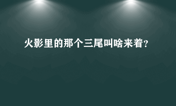 火影里的那个三尾叫啥来着？