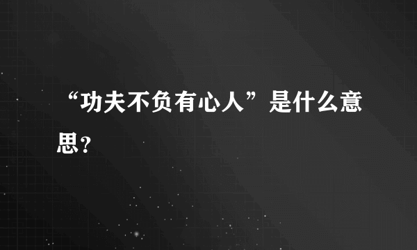 “功夫不负有心人”是什么意思？