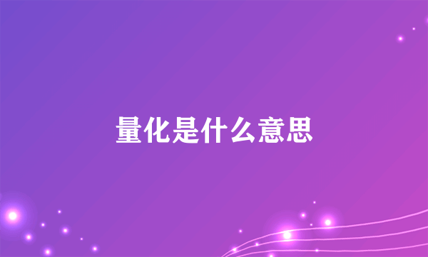 量化是什么意思