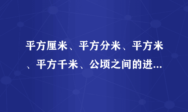 平方厘米、平方分米、平方米、平方千米、公顷之间的进率关系？