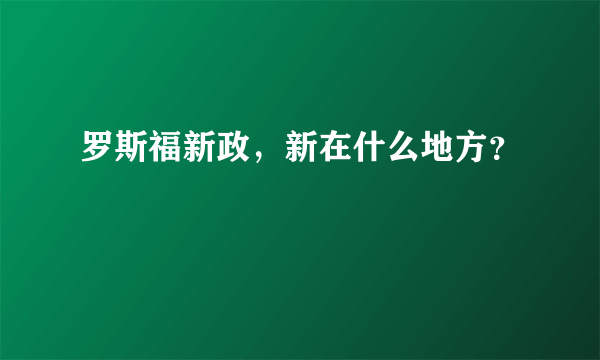 罗斯福新政，新在什么地方？