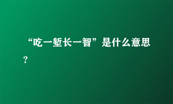 “吃一堑长一智”是什么意思?