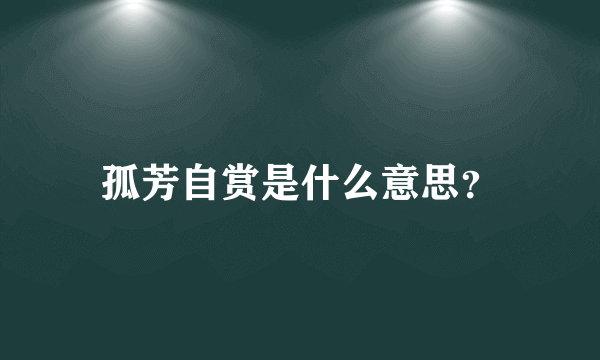 孤芳自赏是什么意思？