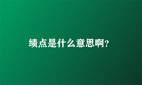 绩点是什么意思啊？