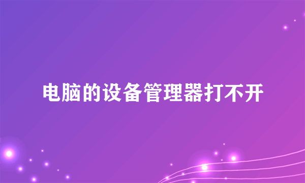 电脑的设备管理器打不开