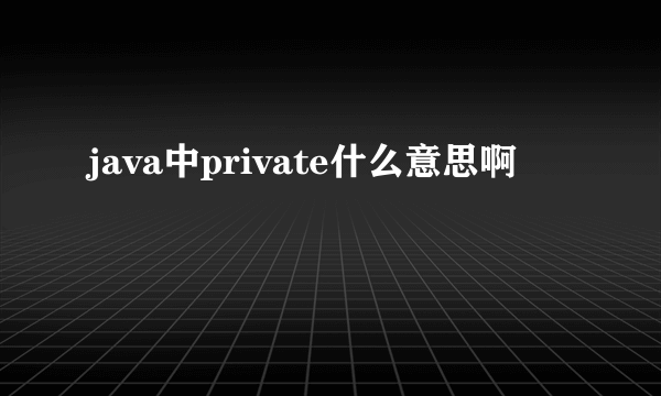 java中private什么意思啊