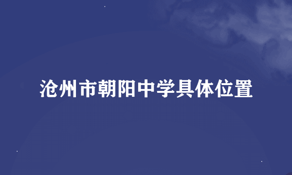 沧州市朝阳中学具体位置