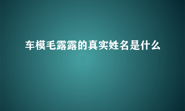 车模毛露露的真实姓名是什么