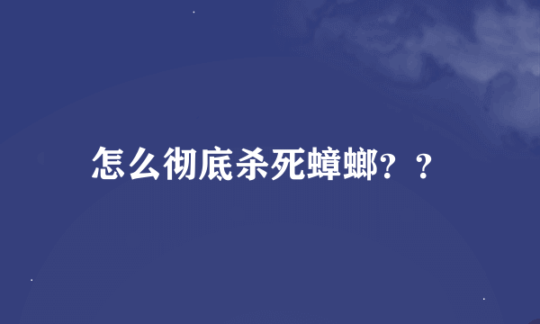 怎么彻底杀死蟑螂？？