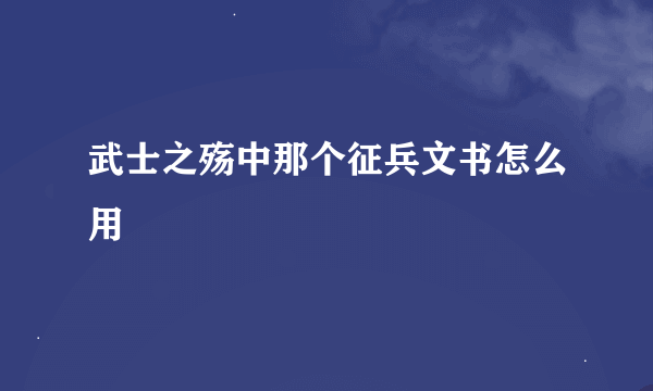 武士之殇中那个征兵文书怎么用