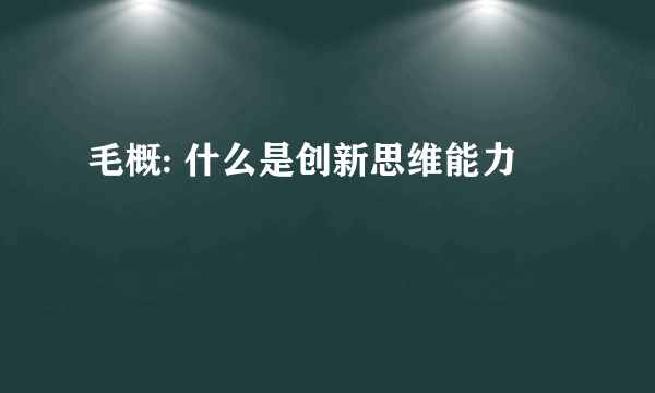 毛概: 什么是创新思维能力