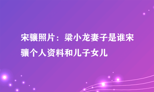 宋骧照片：梁小龙妻子是谁宋骧个人资料和儿子女儿