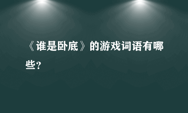 《谁是卧底》的游戏词语有哪些？