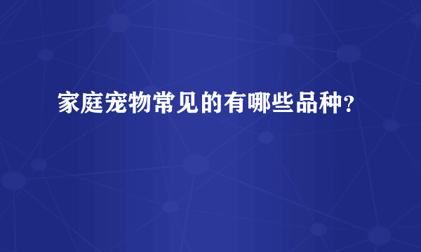 家庭宠物常见的有哪些品种？