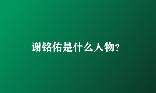 谢铭佑是什么人物？