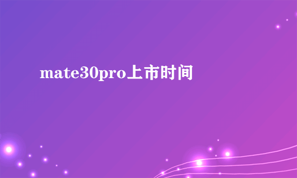 mate30pro上市时间