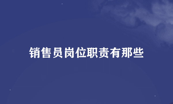 销售员岗位职责有那些