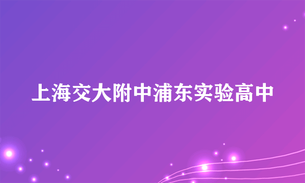 上海交大附中浦东实验高中