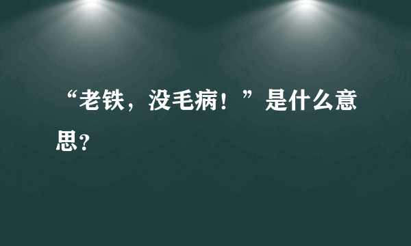 “老铁，没毛病！”是什么意思？