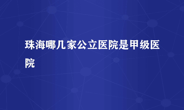 珠海哪几家公立医院是甲级医院