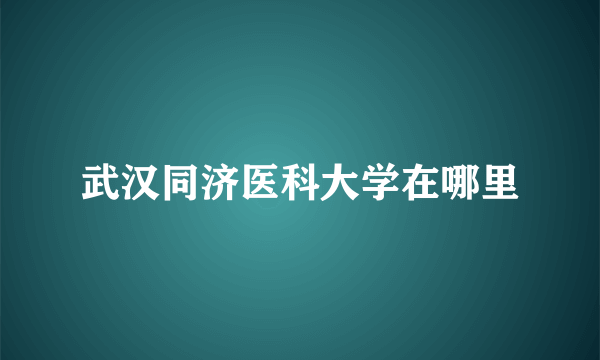 武汉同济医科大学在哪里