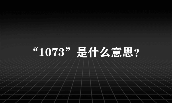 “1073”是什么意思？