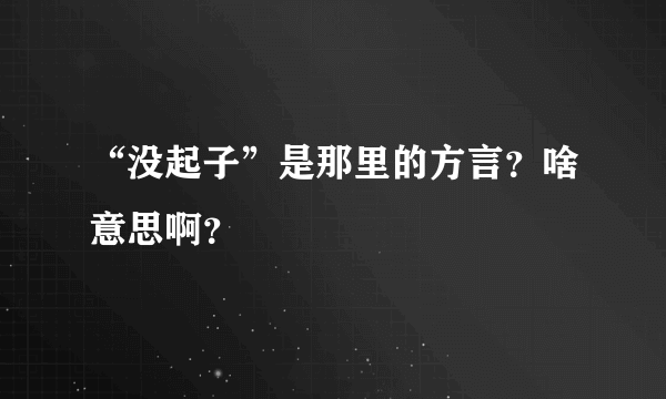 “没起子”是那里的方言？啥意思啊？