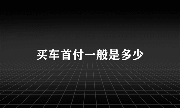 买车首付一般是多少