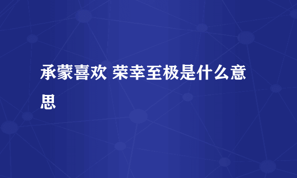 承蒙喜欢 荣幸至极是什么意思