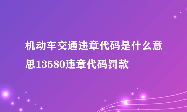 机动车交通违章代码是什么意思13580违章代码罚款