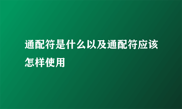 通配符是什么以及通配符应该怎样使用