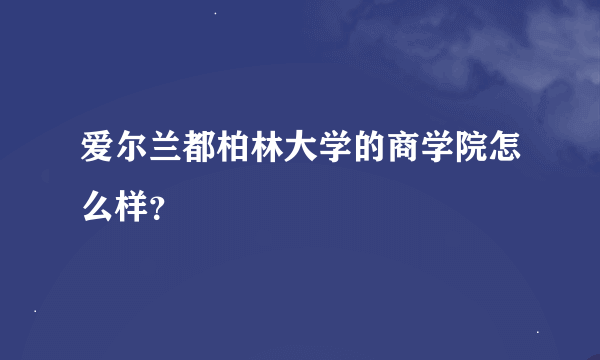 爱尔兰都柏林大学的商学院怎么样？