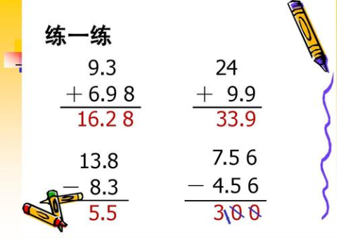 简单的小数加减法的计算法则