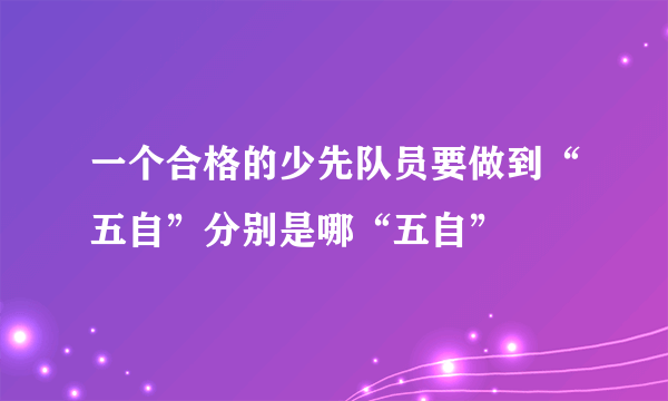 一个合格的少先队员要做到“五自”分别是哪“五自”